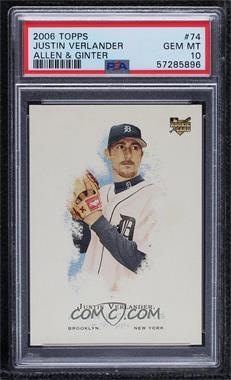 2006 Topps Allen & Ginter's - [Base] #74 - Justin Verlander [PSA 10 GEM MT]