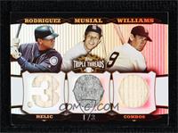 Alex Rodriguez, Stan Musial, Ted Williams #/3