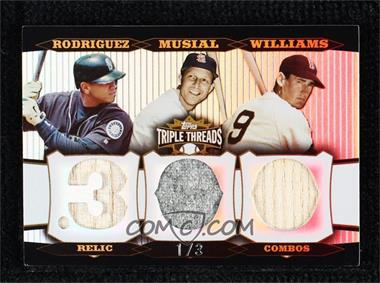 2006 Topps Triple Threads - Relic Combos - Platinum #TTRC-8 - Alex Rodriguez, Stan Musial, Ted Williams /3