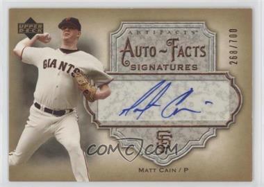 2006 Upper Deck Artifacts - Auto-Facts #AF-MA - Matt Cain /700