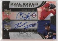 Dual Rookie Signatures - Cole Hamels, Zach Jackson #/55