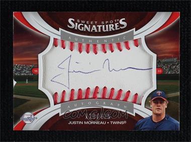 2006 Upper Deck Sweet Spot Update - Sweet Spot Signatures Veteran - Red Stitching Blue Ink #SS-MO - Justin Morneau /425