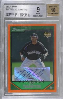 2007 Bowman - [Base] - Orange #222 - Troy Tulowitzki /250 [BGS 9 MINT]