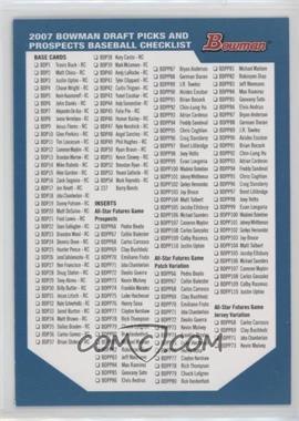 2007 Bowman Draft Picks & Prospects - Checklist #CHEC - Checklist