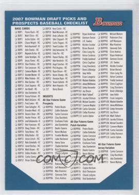 2007 Bowman Draft Picks & Prospects - Checklist #CHEC - Checklist