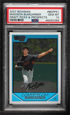 2007 Bowman Draft Picks & Prospects - Chrome Draft Picks #BDPP61 - Madison Bumgarner [PSA 10 GEM MT]