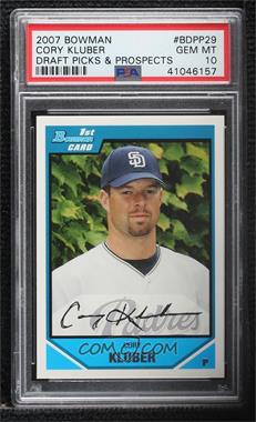 2007 Bowman Draft Picks & Prospects - Prospects #BDPP29 - Cory Kluber [PSA 10 GEM MT]