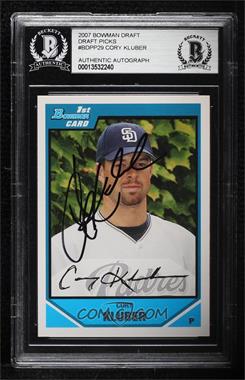 2007 Bowman Draft Picks & Prospects - Prospects #BDPP29 - Cory Kluber [BAS Authentic]