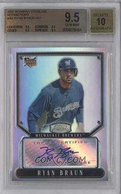 2007 Bowman Sterling - [Base] - Refractor #BS-RB.2 - Ryan Braun /199 [BGS 9.5 GEM MINT]