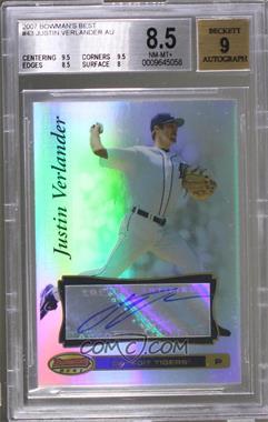 2007 Bowman's Best - [Base] #43 - Justin Verlander [BGS 8.5 NM‑MT+]