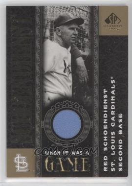 2007 SP Legendary Cuts - When It Was A Game #WG-RS - Red Schoendienst