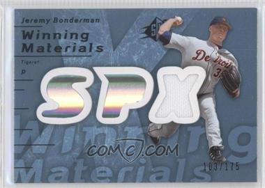 2007 SPx - Winning Materials - Blue #WM-BO - Jeremy Bonderman /175