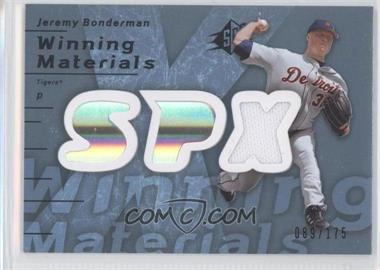 2007 SPx - Winning Materials - Blue #WM-BO - Jeremy Bonderman /175