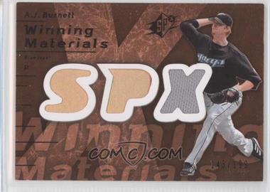 2007 SPx - Winning Materials - Bronze #WM-AB - A.J. Burnett /199