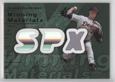 2007 SPx - Winning Materials - Green #WM-BO - Jeremy Bonderman /175