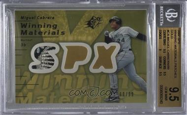 2007 SPx - Winning Materials - Limited Gold Patches #WM-CA - Miguel Cabrera /99 [BGS 9.5 GEM MINT]