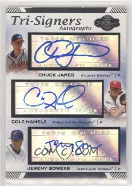 2007 Topps Co-Signers - Tri-Signers Autographs #TS-JHS - Chuck James, Jeremy Sowers, Cole Hamels