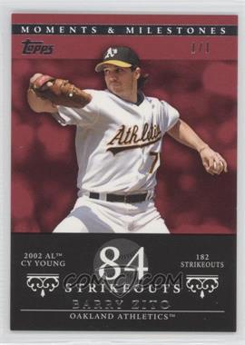 2007 Topps Moments & Milestones - [Base] - Red #49-84 - Barry Zito (2002 AL Cy Young - 182 Strikeouts) /1