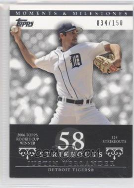 2007 Topps Moments & Milestones - [Base] #64-58 - Justin Verlander (2006 Topps Rookie Cup Winner - 124 Strikeouts) /150