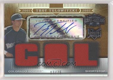 2007 Topps Triple Threads - [Base] - Sepia #184.2 - Troy Tulowitzki (COL) /75