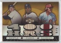 Mickey Mantle, Mike Piazza, Mike Schmidt [EX to NM] #/9