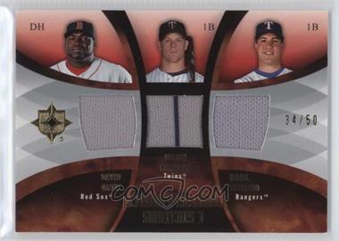 2007 Ultimate Collection - Ultimate Ensemble Swatches 3 #ES-OMT - David Ortiz, Justin Morneau, Mark Teixeira /50