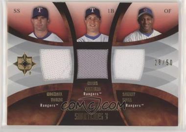 2007 Ultimate Collection - Ultimate Ensemble Swatches 3 #ES-YTS - Michael Young, Mark Teixeira, Sammy Sosa /50