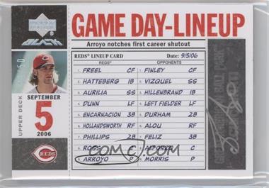 2007 Upper Deck Black - Game-Day Lineup Card Autographs #GDL-BA - Bronson Arroyo /50