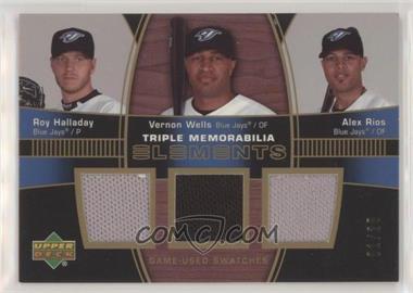 2007 Upper Deck Elements - Triple Memorabilia #TE-HWR - Roy Halladay, Vernon Wells, Alex Rios /25