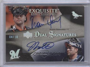 2007 Upper Deck Exquisite Rookie Signatures - Dual Signatures - Silver Spectrum #EDS-HE - Ramon Hernandez, Johnny Estrada /10 [Noted]