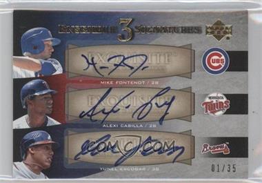 2007 Upper Deck Exquisite Rookie Signatures - Ensemble 3 Signatures #EE3-FCE - Mike Fontenot, Alexi Casilla, Yunel Escobar /35