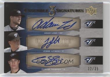 2007 Upper Deck Exquisite Rookie Signatures - Ensemble 3 Signatures #EE3-LLT - Adam Lind, Jesse Litsch, Curtis Thigpen /35