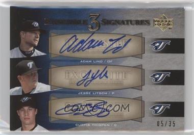 2007 Upper Deck Exquisite Rookie Signatures - Ensemble 3 Signatures #EE3-LLT - Adam Lind, Jesse Litsch, Curtis Thigpen /35