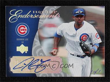 2007 Upper Deck Exquisite Rookie Signatures - Exquisite Endorsements - Silver Spectrum #EE-DL - Derrek Lee /1