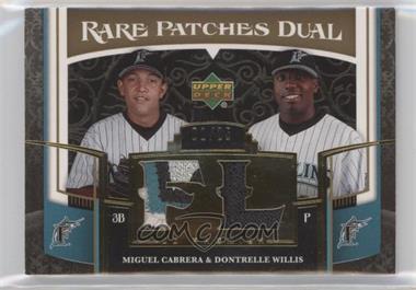2007 Upper Deck Premier - Rare Patches Dual - Gold #RP2-CW - Miguel Cabrera, Dontrelle Willis /25