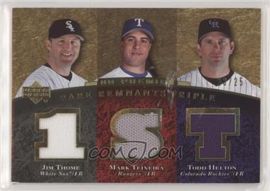 2007 Upper Deck Premier - Rare Remnants Triple - Gold #RR3-TTH - Jim Thome, Mark Teixeira, Todd Helton /25