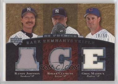 2007 Upper Deck Premier - Rare Remnants Triple #RR3-JCM - Randy Johnson, Roger Clemens, Greg Maddux /50 [Noted]