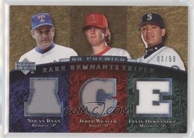 2007 Upper Deck Premier - Rare Remnants Triple #RR3-RWH - Nolan Ryan, Jered Weaver, Felix Hernandez /50