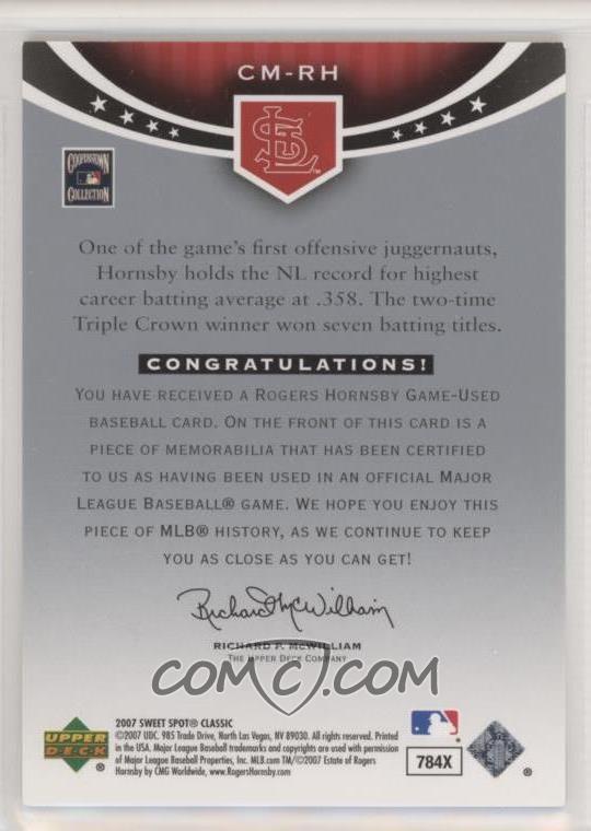 2007 upper deck sweet spot classic classic memorabilia rogers serial number chart