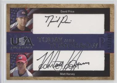 2007 Upper Deck USA Baseball National Teams - Today and Tomorrow Dual Autographs - Black Ink #TT-1 - David Price, Matt Harvey /295