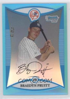 2008 Bowman Chrome - Prospects - Blue Refractor #BCP72 - Braedyn Pruitt /150