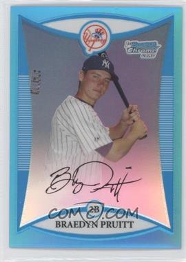 2008 Bowman Chrome - Prospects - Blue Refractor #BCP72 - Braedyn Pruitt /150