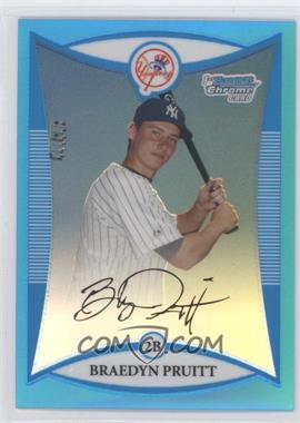 2008 Bowman Chrome - Prospects - Blue Refractor #BCP72 - Braedyn Pruitt /150