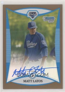 2008 Bowman Chrome - Prospects - Gold Refractor #BCP263 - Prospect Autographs - Matt Latos /50