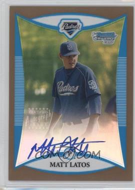 2008 Bowman Chrome - Prospects - Gold Refractor #BCP263 - Prospect Autographs - Matt Latos /50