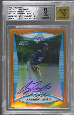 2008 Bowman Chrome - Prospects - Orange Refractor #BCP267 - Prospect Autographs - Andrew Lambo /25 [BGS 9 MINT]