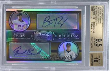 2008 Bowman Sterling - Dual Autographs - Gold Refractor #DA-PB - Buster Posey, Gordon Beckham /50 [BGS 9.5 GEM MINT]