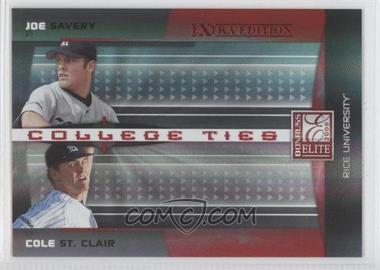 2008 Donruss Elite Extra Edition - College Ties - Red #CTC-31 - Cole St. Clair, Joe Savery /50