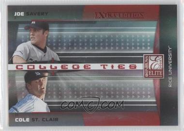 2008 Donruss Elite Extra Edition - College Ties - Red #CTC-31 - Cole St. Clair, Joe Savery /50