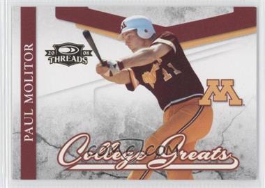 2008 Donruss Threads - College Greats #CG-5 - Paul Molitor